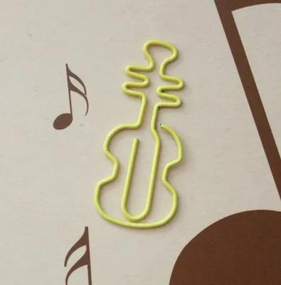 Conjunto de 10 Clips de Papel em Formato de Instrumentos Musicais - Guitarra, Violino e Trombone, Metal Colorido