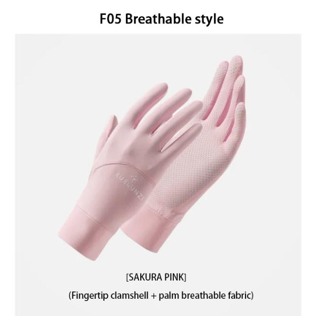 Luvas finas de seda com proteção solar anti-UV e malha respirável para condução no verão