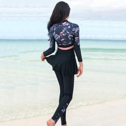 Fato de mergulho completo para mulheres, manga longa, proteção UV, maiô de uma peça, moda praia surf, mergulho, roupas de vela - Image 2