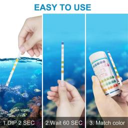 100pcs 7-EM-1 Kit de Teste de Tiras de Teste de Aquário Do Tanque de Peixes de Água Doce Do Aquário de Água Salgada Água Teste para Detectar o PH NO3 NO2 GH KH CI TCL - Image 5