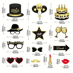 Adereços fotográficos de aniversário para meninos e meninas, decoração de festa, preto e dourado, 30 anos, 34 peças - Image 2