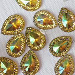 Multicolor Apontou Água Gota Em Forma De Resina, Flatback Applique, Pedras De Cristal, Ornamento Colorido AB, Jóias Artesanais - Image 2