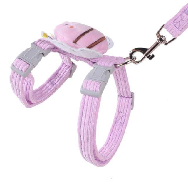 Trela Ajustável para Cães e Gatos - Coleira Dupla Camada com Design de Abelha para Caminhadas ao Ar Livre