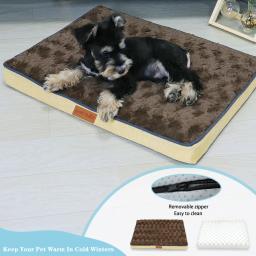 Memória espuma Pet Bed com removível lavável Faux Fur Cover, cama do cão impermeável para Crate, Anti-Slip Bottom, ortopédico - Image 4