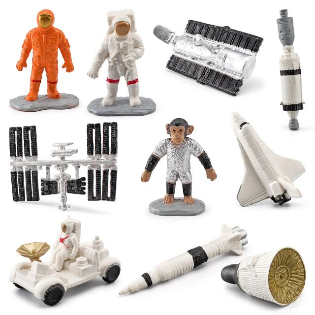 Conjunto de 10 Estatuetas de Astronauta e Foguete em Miniatura para Decoração e Brinquedo