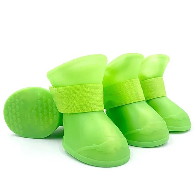 Botas de Borracha Antiderrapantes Impermeáveis para Cães e Gatos - Conjunto com 4 Peças para Animais de Estimação Pequenos, Médios e Grandes