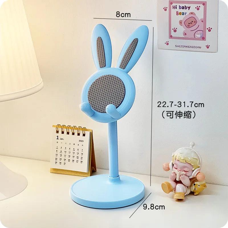 Ajustável rosa desktop titular do telefone celular, adorável coelho suporte de mesa dos desenhos animados, apto para iPhone 13, 14, Samsung Smartphone - Image 1