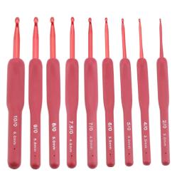 Agulha De Tricô Conjunto Com Punho De Silicone, Gancho De Crochet De Alumínio, Várias Cores, Ferramentas De Costura DIY Sweater, 9PCs, 14PCs - Image 2