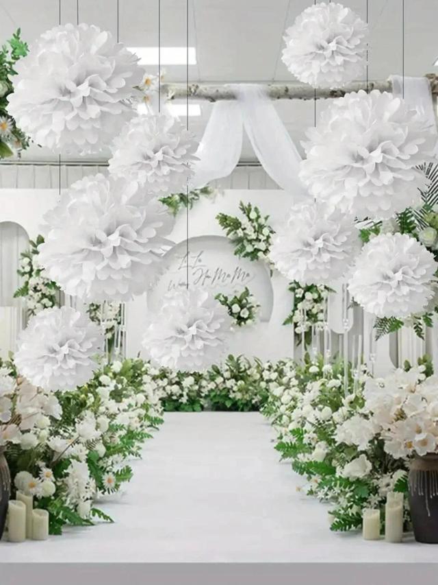 "Conjunto de 9 Elegantes Bolas de Papel para Casamento e Decoração de Festas - Ideal para Arranjos Suspensos e Cenários Incríveis"