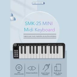 Mini USB MIDI teclado controlador com acordes inteligentes, modos de escala, arpejador para produção musical, 25 teclas - Image 5