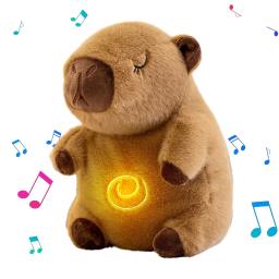 Respiração bebê capivara boneca de pelúcia brinquedos para crianças música calmante bebê dormindo companheiro som e luz bonecas de pelúcia brinquedo presente - Image 1