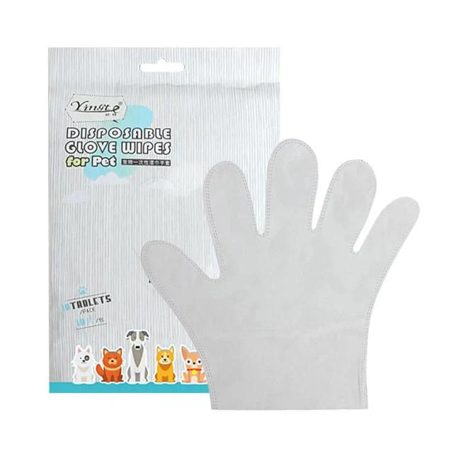 Wipes Sem Enxágue para Cães e Gatos - Luvas de Limpeza e Acessórios para Banho, 10 Peças