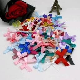 Pequenos arcos de fita de cetim, arco do nó, artesanato decoração, handwork DIY festa, casamento, aniversário, laços decoração, 100pcs - Image 2