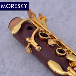 Moresky madeira vermelha clarinete profissional, jacarandá BB banhado a ouro, 18 chaves, Sib sólido, M151 - Image 3