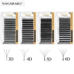 Extensões automáticas de cílios Nagaraku, Flor em W, Suave natural, Volume completo claro, Ventiladores prematuros, 3D, 4D, 5D, 6D - Image 1