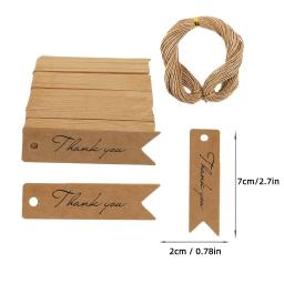 Mini etiquetas de papel Kraft com corda, DIY Crafts Gift Embrulho, Etiquetas personalizadas, personalizadas, 2x7cm, 50Pcs - Image 5