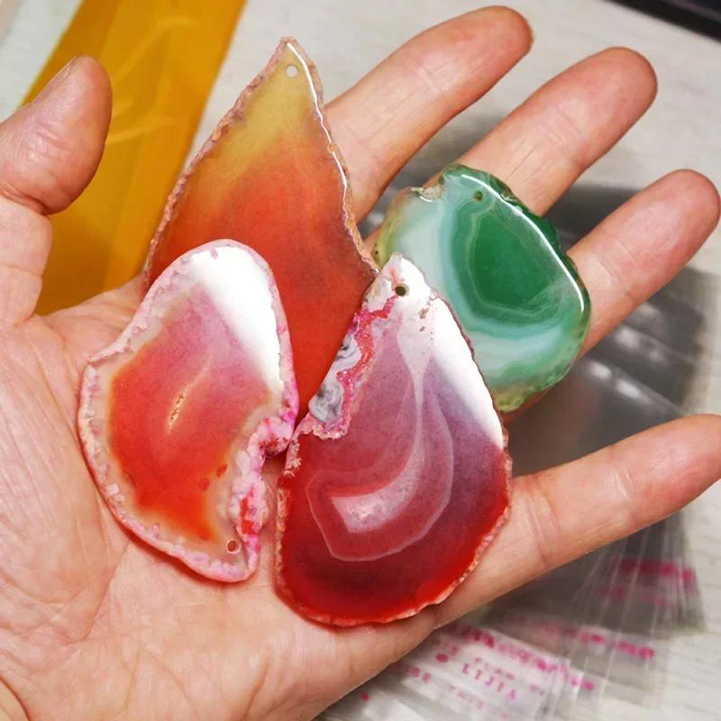 Colorido Alagate Slice Coaster para DIY, ornamento de pedras preciosas, decoração de cristal, quartzo polido, presente de Natal - Image 1