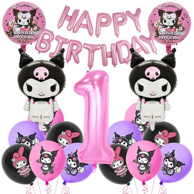 Decoração personalizada de festa com mascotes Kawali: banner backdrop, talheres e itens para 20 pessoas em aniversário e chá de bebê