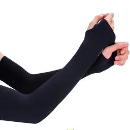 Luvas de proteção UV para homens e mulheres, ciclismo e direção, luvas sem dedos, cool muff, seda de gelo, capa elástica, verão - Image 2