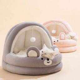 Canil de gato universal semi-fechado, cama de estimação, pode ser removido e lavado, pequeno e médio porte, quatro temporadas - Image 5