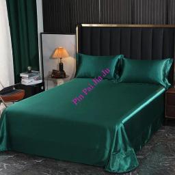 Lençol de cama liso acetinado, lençóis simples Queen King, 2 fronhas, 1,8 m, 2,0 m, S, Luxo, Novo - Image 1