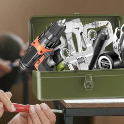 Profissional portátil Metal Tool Storage Box, Multi funcional grande caso impermeável, acessórios eletricista - Image 3