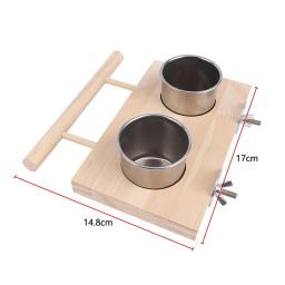 Aço inoxidável pássaro alimentação tigela, alimentação pratos copos, madeira poleiro stand, papagaio gaiola alimentador para aves de estimação, calopsitas, Lovebird Conures 1 pc - Image 6