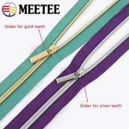Nylon Zíperes e Sliders para Saco e Vestuário, Kit de Reparação do Vestuário, Dentes Zips, DIY Acessórios De Costura, Ouro e Prata, Meetee 5 #, 3 m, 5 m - Image 3