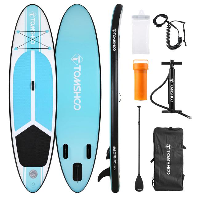 SUP Inflável Tomshoo 3,2 m - Prancha de Stand Up Paddle 6" de Espessura com Bomba para Surf e Esportes Aquáticos