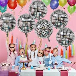 4D Prata Laser Rodada Balões, Decorações do partido, Dance Floor Lâmpada, aniversário e despedida de solteiro, 6PCs, 22 em - Image 2