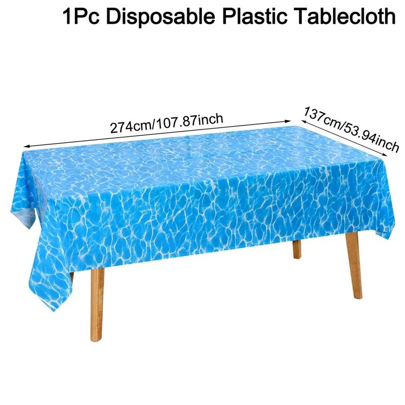 Toalha de mesa para festa com tema oceano, 137x274cm, verão, praia, onda de água, praia, piscina, primeiro aniversário, chá de bebê, suprimentos - Image 1