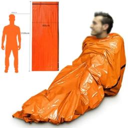 Saco de dormir portátil à prova d'água para sobrevivência de emergência, caminhadas, acampamento, equipamento térmico, kit de primeiros socorros, cobertor mylar - Image 3