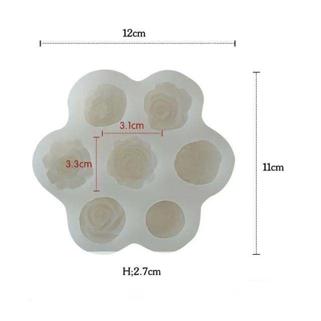 Conjunto de 7 Moldes de Silicone 3D para Flores: Rosa e Peônia para Chocolates, Bolos, Velas e Artesanato em Gesso e Resina