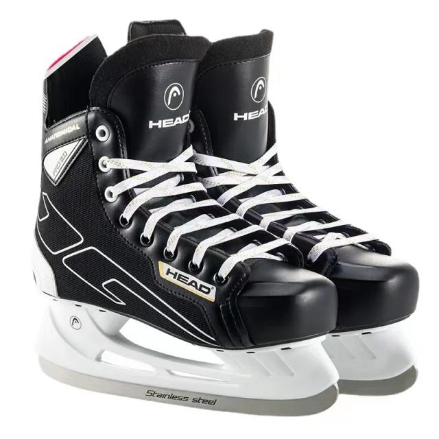 Lâminas de Faca de Hóquei no Gelo Head-S180 em Couro Preto para Patins - Tamanhos Adultos e Crianças 28 a 47