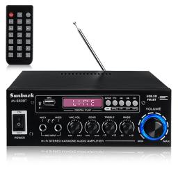 Amplificador de Potência para Home Theater, Amplificadores de Áudio, Plug UE, Suporte EQ, FM, SD, USB, Bluetooth 5.0, 2.0 Canais, 2000W, DC 12V, 220V, 2 Mic, 5,0 - Image 1