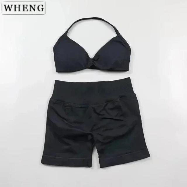 Conjunto Yoga Fitness Feminino Sem Costura: Sutiã Renda + Shorts Cintura Alta - Treino e Conforto!