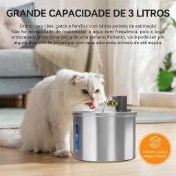 Newpet Fonte de aço inoxidável para gatos com marca d'água Dispensador automático de água para gatos Filtro de sensor Bomba de água ultra silenciosa para gatos - Image 2