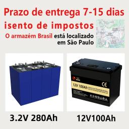 Frete grátis célula prismática SJY 3,2 V 280 Ah LiFePO4 do Brasil, bateria de lítio de 280 Ah para sistema de armazenamento de energia solar faça você mesmo de 24 V e 48 V, isenta de impostos - Image 2