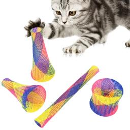 Dobrável Multi-Color Cat Bouncing Toy Stick, gatinho brinquedos interativos, Pet Supplies, Folding Spring Shape, 10 pcs - Image 2
