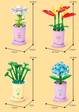 MOC-Blocos de Construção Conjuntos de Flores para Meninas, Brinquedos DIY, Mini Arte, Construção de Flores e Micro Paisagens, Bonecas Modelo e Tijolos, Presentes Quentes - Image 6