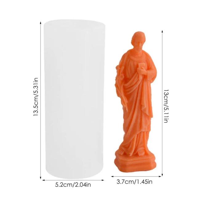Molde Silencioso de Vela de Jesus em Silicone Orgânico para Resina 3D e Artesanato de Páscoa, Aromaterapia e Sabão