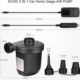 Bomba de ar elétrica para insufláveis, Bomba de colchão com 3 bicos, Inflator para camas de ar, Anel de natação - Image 4