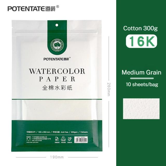 Sketchbook de Papel para Aquarela 100% Algodão com 10 Folhas de 300g para Viagens e Arte Escolar