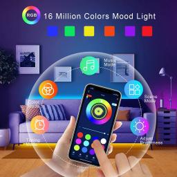 Fita LED com controle remoto, controle Bluetooth, fita LED RGB, fita flexível, decoração de festa doméstica, luz de fundo de TV, 5050 - Image 4