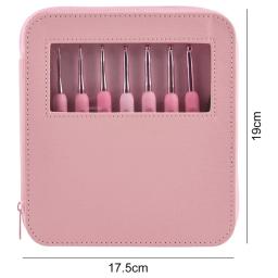 Gancho de crochê com estojo, kit de agulhas de tricô liso, silicone, durável, bem feito, rosa, 2,5mm-6mm - Image 6