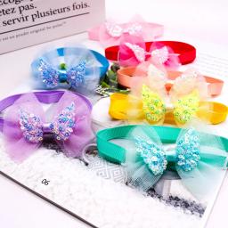 Laço com asa de anjo para animais de estimação, coleira borboleta para cães médios e pequenos, laço para gatos, acessórios para animais, lantejoulas, 10PCs - Image 5