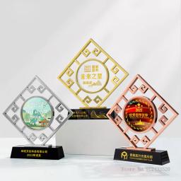 Troféu De Metal Estilo Chinês, Personalizado, Ouro, Prata e Cobre, Prêmio Comemorativo, Troféu De Cristal, Decoração Para Casa, High End - Image 3