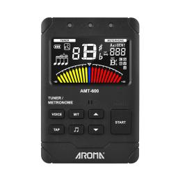 Aroma Amt-600 Guitar Tuner, Metrônomo e Gerador de Tons, 3-em-1 recarregável, LCD de 2,5 Polegada cores, ferramentas de instrumento de cordas - Image 1