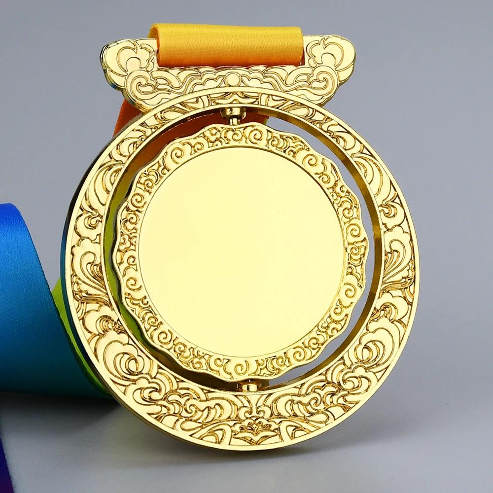 Medalhas de giro medalha em branco prêmio com pescoço fita presente escola esportes lembrança medalha futebol ski prêmios troféu impressão gratuita - Image 1