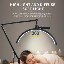 Lâmpada LED meia lua com roda, piso Stand luz, altura ajustável, cílios extensão, tatuagem, skincare, sobrancelha, 20 ", 36W, 2024 - Image 4